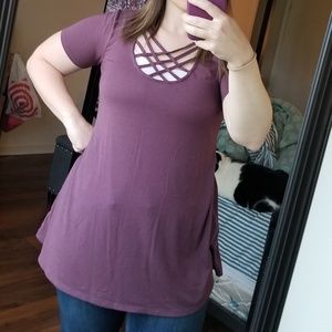 Strappy Scoop Neck Casual Tee